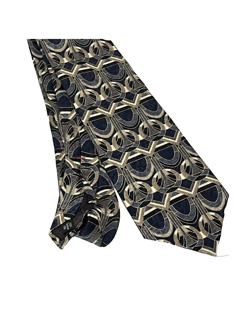COURREGES HOMME - Geometric Art Deco Pattern - Vintage 100% Italian Silk Necktie